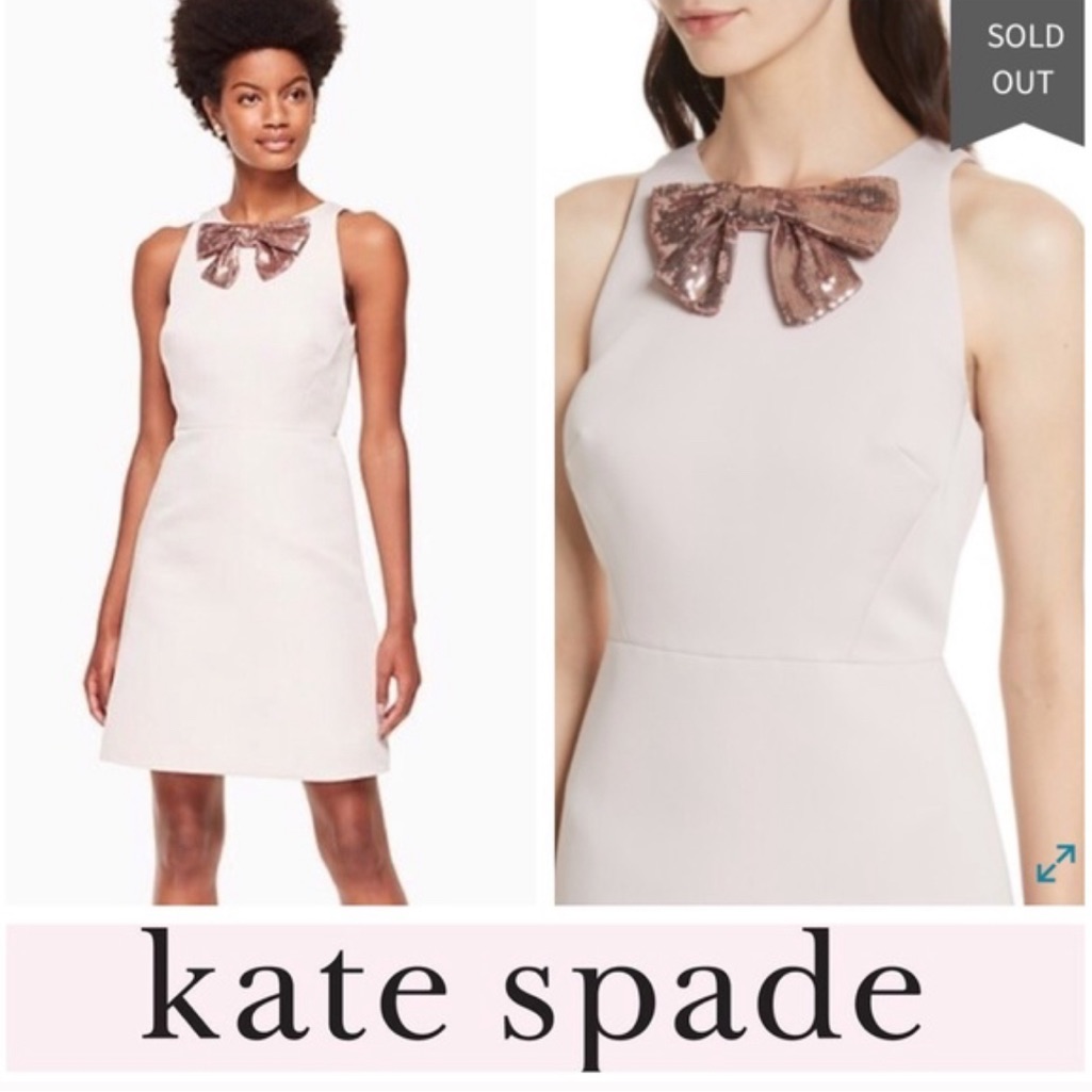 Nwot Kate Spade Pink Sequin Bow A-Line Dress 2